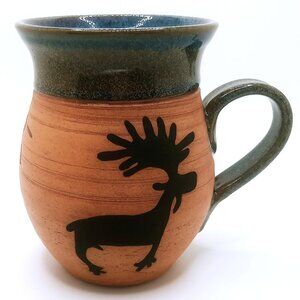 Handmade Sagio Pottery Mug Native American Petroglyph Design Two Tone Coffee Mug